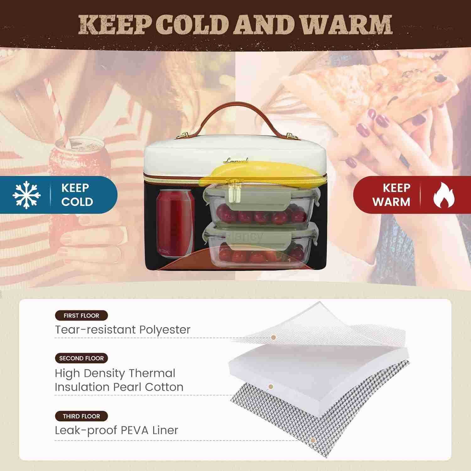 Insulated Lunch Bag for WomenAdult Lunch Box for WomenLeakproof Cooler Bag for Office Picnic Hiking BeachLunch Tote Bag with Adjustable Shoulder Strap