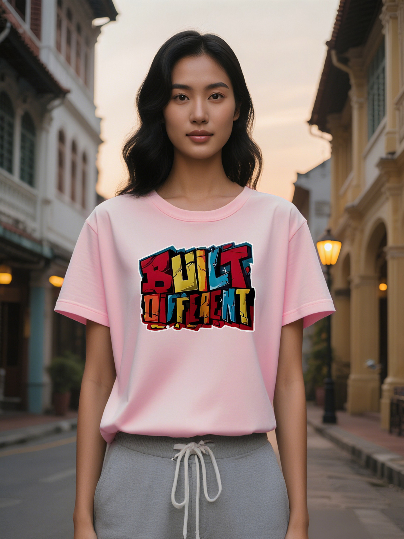 Large XL Women's Casual Crew Neck T-Shirt with Unique Graphic Print Black Summer Streetwear Regular Fit Perfect Gift Plus Size