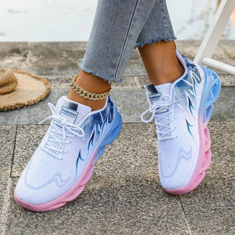 Women's 2025 New Fashion Breathable Trainers Comfortable Sneakers Mesh Fabric Lace Up Female Footwear Women Shoes ddmysaturn