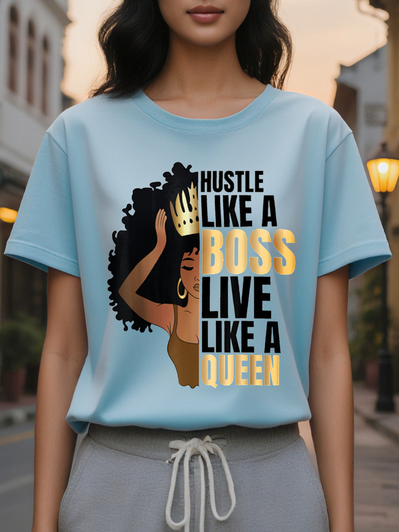 Vibrant Figure Letter Print Crew Neck T-Shirt Soft Breathable Short Sleeve Tee Spring Summer Women's Casual