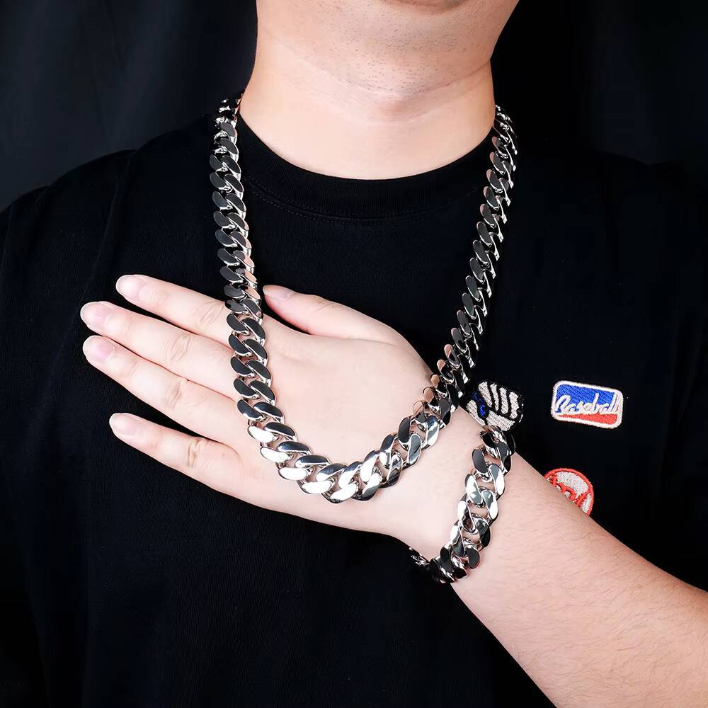 Hip Hop Plain Cuban Bracelets Polished 925 Sterling Silver Arc Style 14mm 18mm 8in Cuban Link Chain Bracelets for Youngster