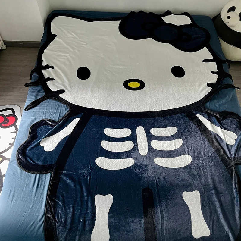 Sanrio Hello Kitty Halloween Blanket Flannel Throw Blanket Lightweight Blankets Soft Cozy for Bed Decor Home Bedsqread Christmas Gift L250904
