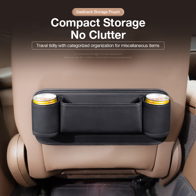 Car seat back pocket, multi-functional storage bag, rear seat back storage strap for vehicle use.