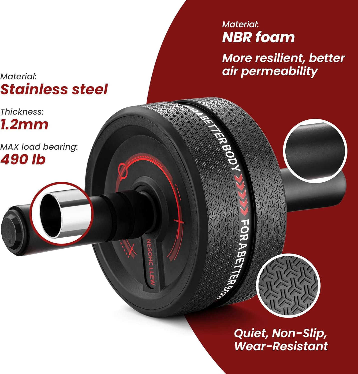 Ab Roller Wheel Abdominal Training Roller for MenWomen Abdominal Wheels Widened to 34 Rubber Tread of The Abdominal Wheel Upgraded Max Weight 490 lbs 