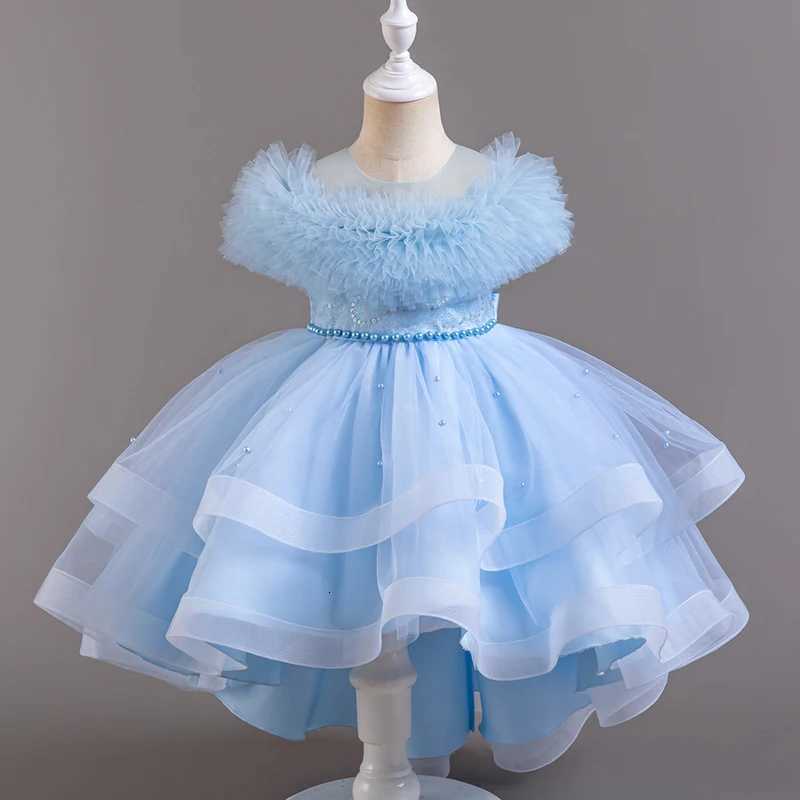 A2401 Childrens Boutique Dinner Party Formal Dress Princess White Elegant Glitter Ball Gown Baby Girls Birthday Party Dresses Z250904