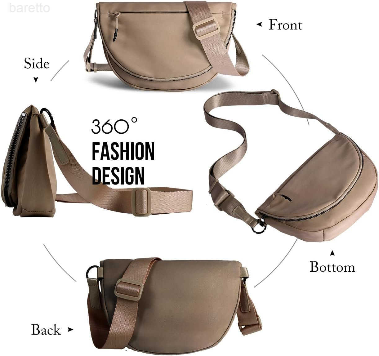 Crescent Bag for Women and Men Fashion Medium Nylon Folding Crescent Moon Bag Single Shoulder Bag with Adjustable Strap M250903