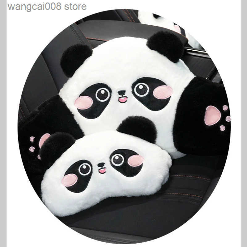 2024 Car Headrestlumbar Support Cute Panda Creative Soft and Comfortable Car Headrest Cushion Relieves Pressure Car Seat Pillow S250904