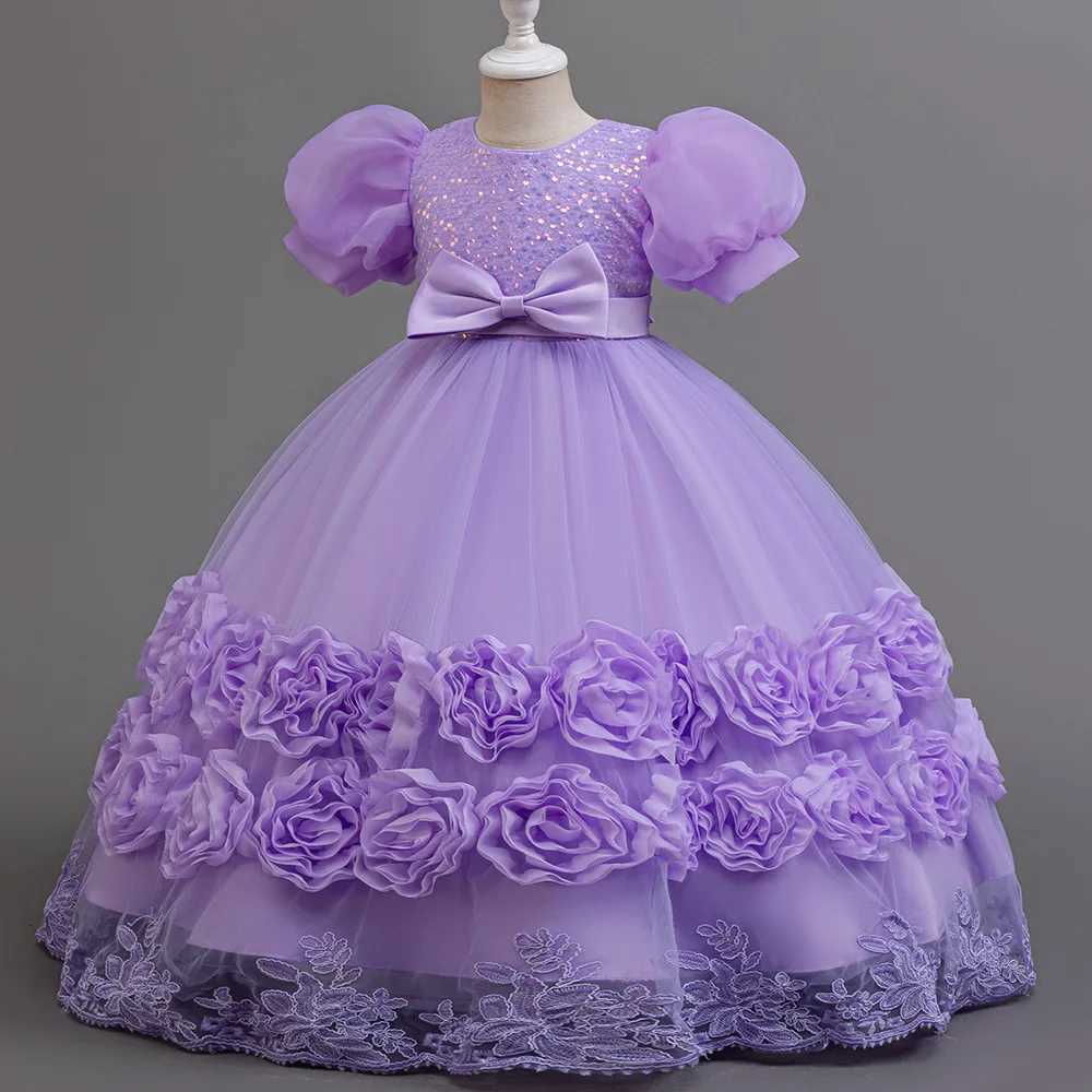 4-12 years old flower boy wedding dress evening dress sequins long Halloween girl dress Christmas performance host speeches Z250904