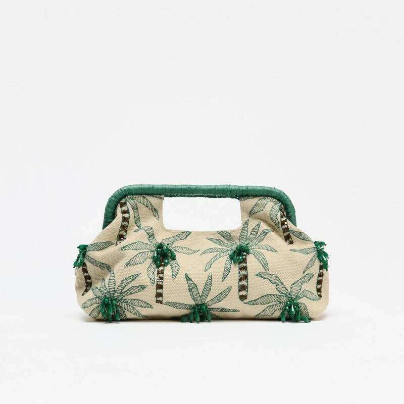 BEADED DETAIL CLUTCH, Envelope Clutchs Tree Embroidered, Designer Handbags with Removable Chain Crossbody Strap