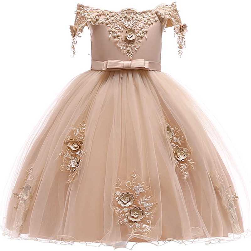 Girls Lace Beaded Formal Evening Dress Wedding Princess Flower Clothing Girl Childrens Costume Party Baby Girl Clothes Z250904