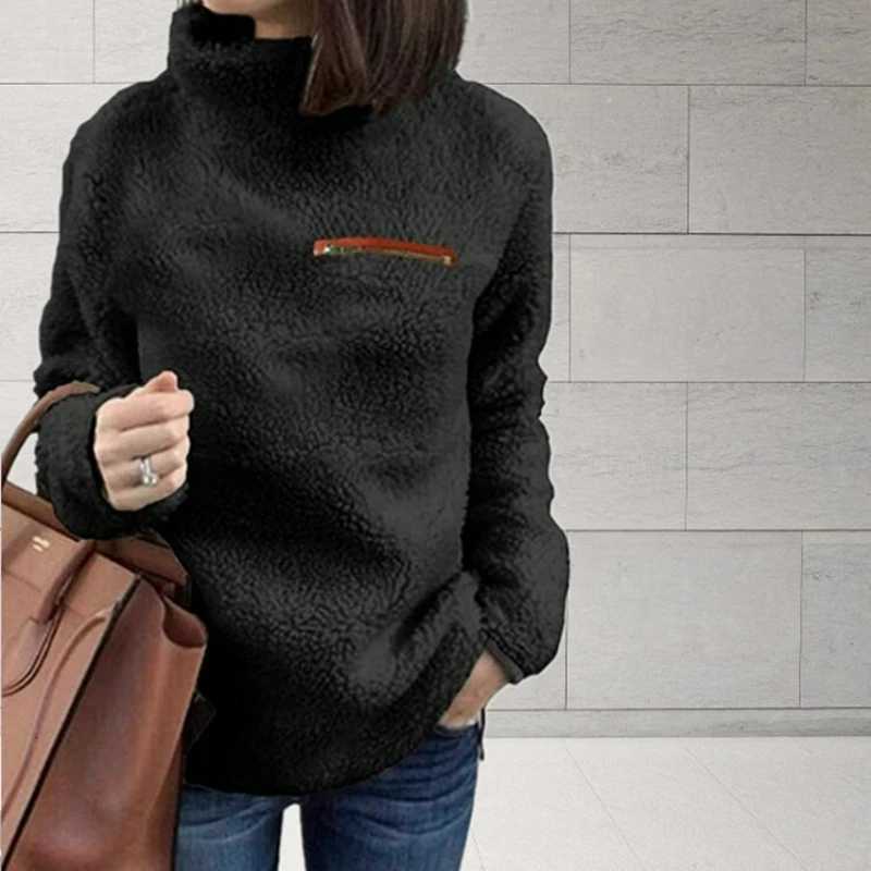 Winter Super Soft and Comfortable Solid Color Turtleneck Pullover Womens Sweater Fashion Zipper Sexy Top Ladies Hipster Clothes M250904