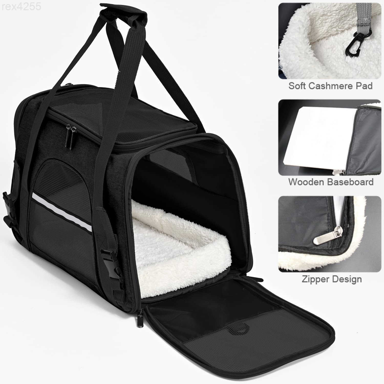 Dog Cat Carrier Soft for Small Pet Up to 16 Lbs TSA Airline Approved Travel Carrier Collapsible Puppy Car Mesh Bag 175 102 114 inch BlackW250904