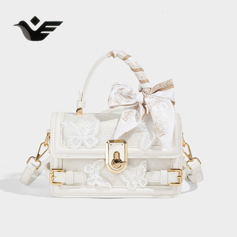 Feiyan Free Shipping New Designer Bag Luxury Shopping Bag Fairy Lace Box Bag Fashion New High-end Butterfly Embroidery Small Square Bag Trendy Commute