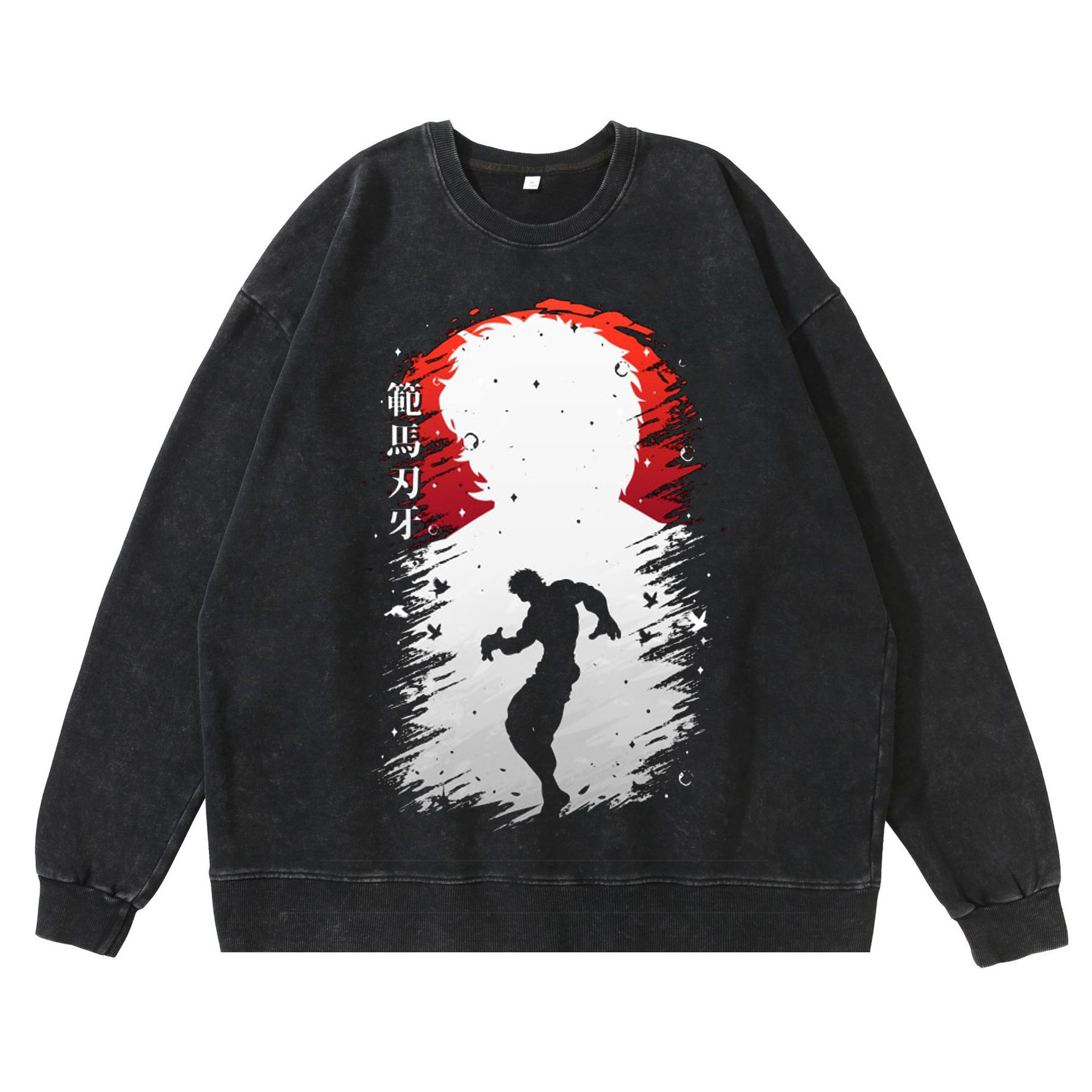 Authentic Anime Influence Garment: Durable High Density Cotton Baki's Unique Americana Flavored Faded T-Shirt - TT8291