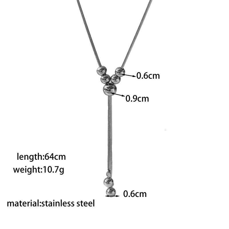 Japanese Korean Minimalist Style Gold and Sier Round Bead Adjustable Design Necklace High-end Long Sweater Chain
