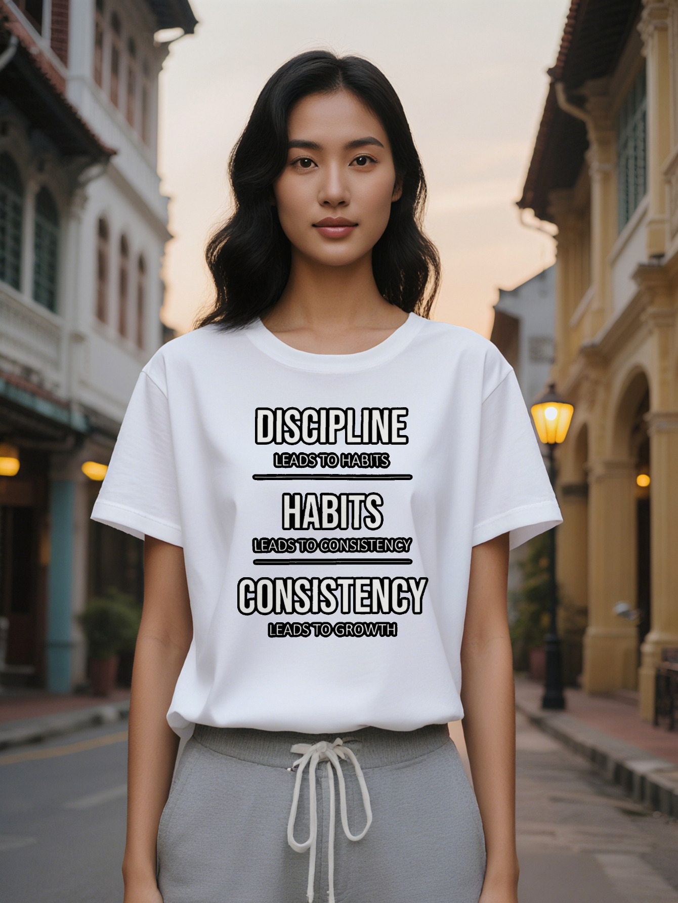 Large XL Pack Casual Round Neck T-Shirts with Motivational Quote Print Black White Lettering Breathable Summer Tees Plus Size