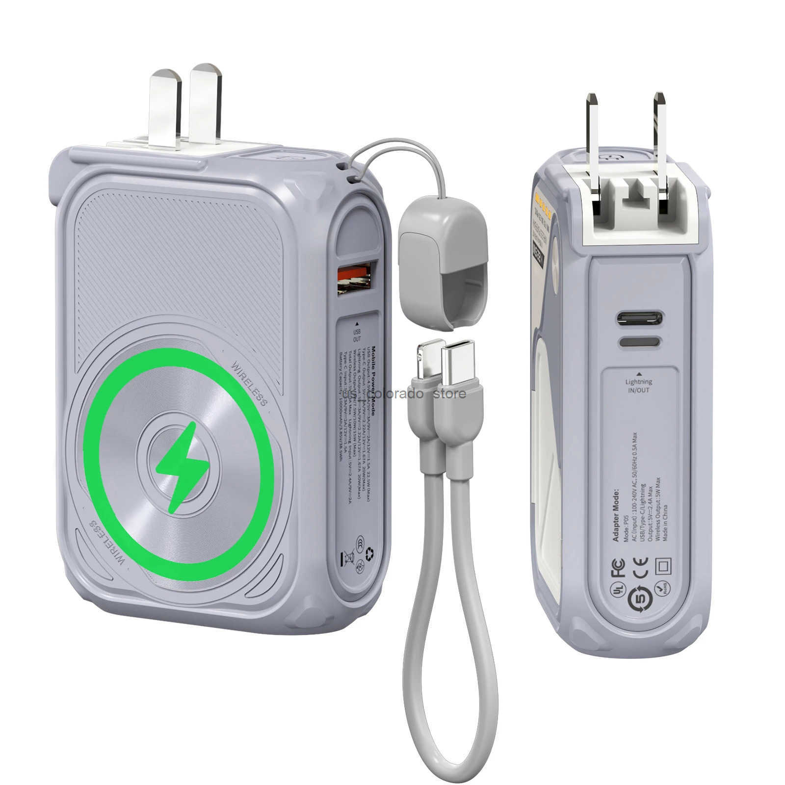 PD 225W Fast Charging 10000mAh Wireless Power Bank USB TypeC Detachable Data Cable Phone Holder Emergency PowerBank Z250904