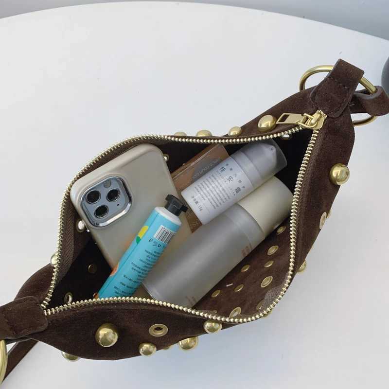 MOODS Halfmoon Shoulder Bags For Women Faux Suede Decor Crossbody 2025 LatEST Designer Handbags Z250903