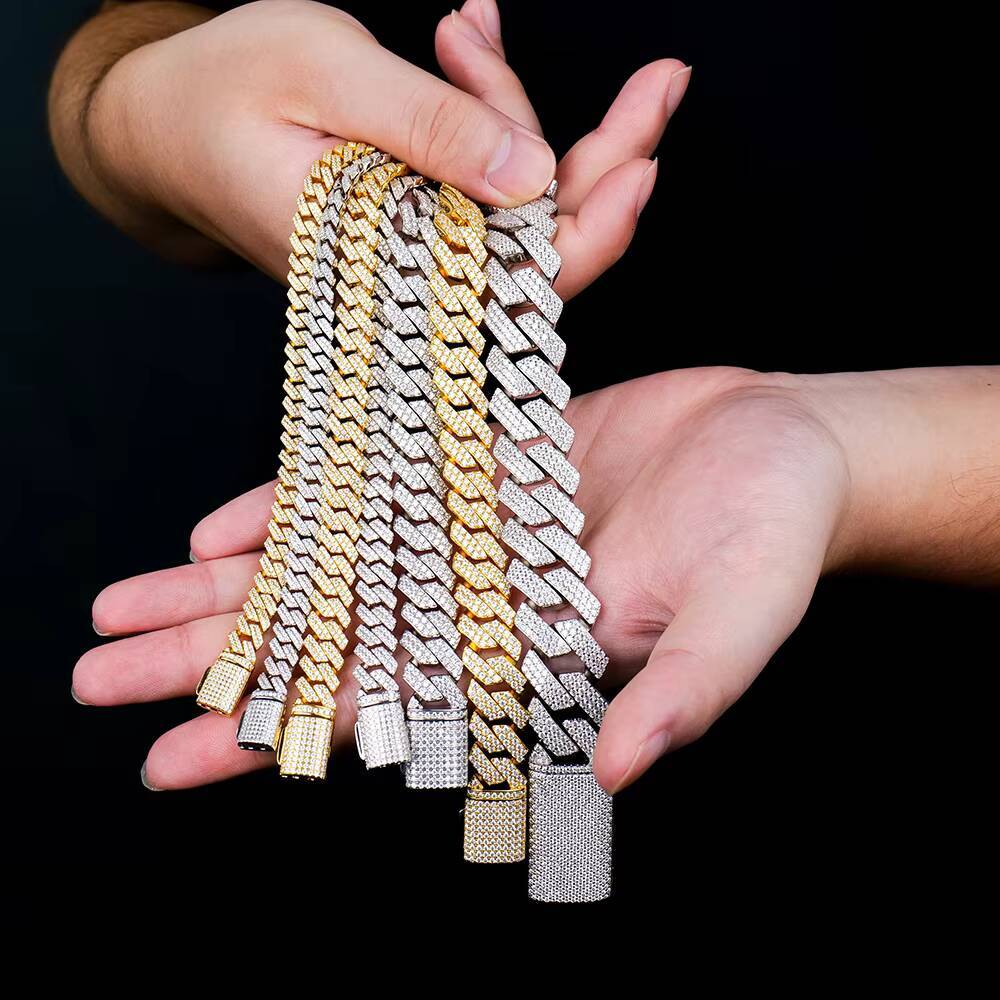 Factory 820mm Gold Plated 925 Sterling Silver Miami Iced Out Vvs Diamond Mossanite Moissanite Cuban Link Chain Bracelet for Men