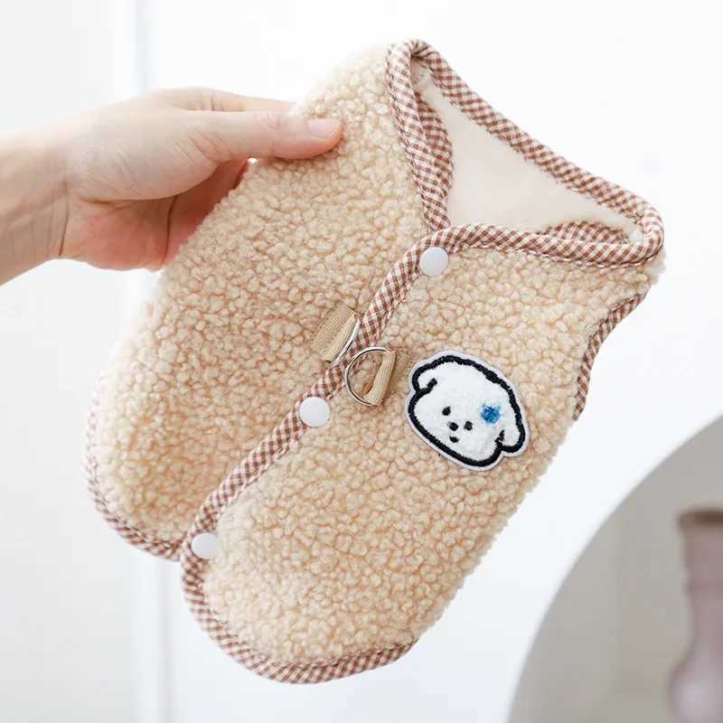 Animal Pattern Dog Clothes Bichon Frise Warm Vest Teddy Winter Solid Color Open Button Shirt Yorkshire Cartoon et W250904