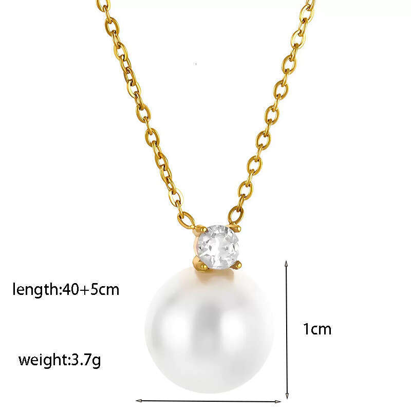 Oval Large Pearl Pendant Elegant Gentle Necklace for Women Personalized Women's Collarbone Chain Titanium Steel Jewelry Mature Trendy