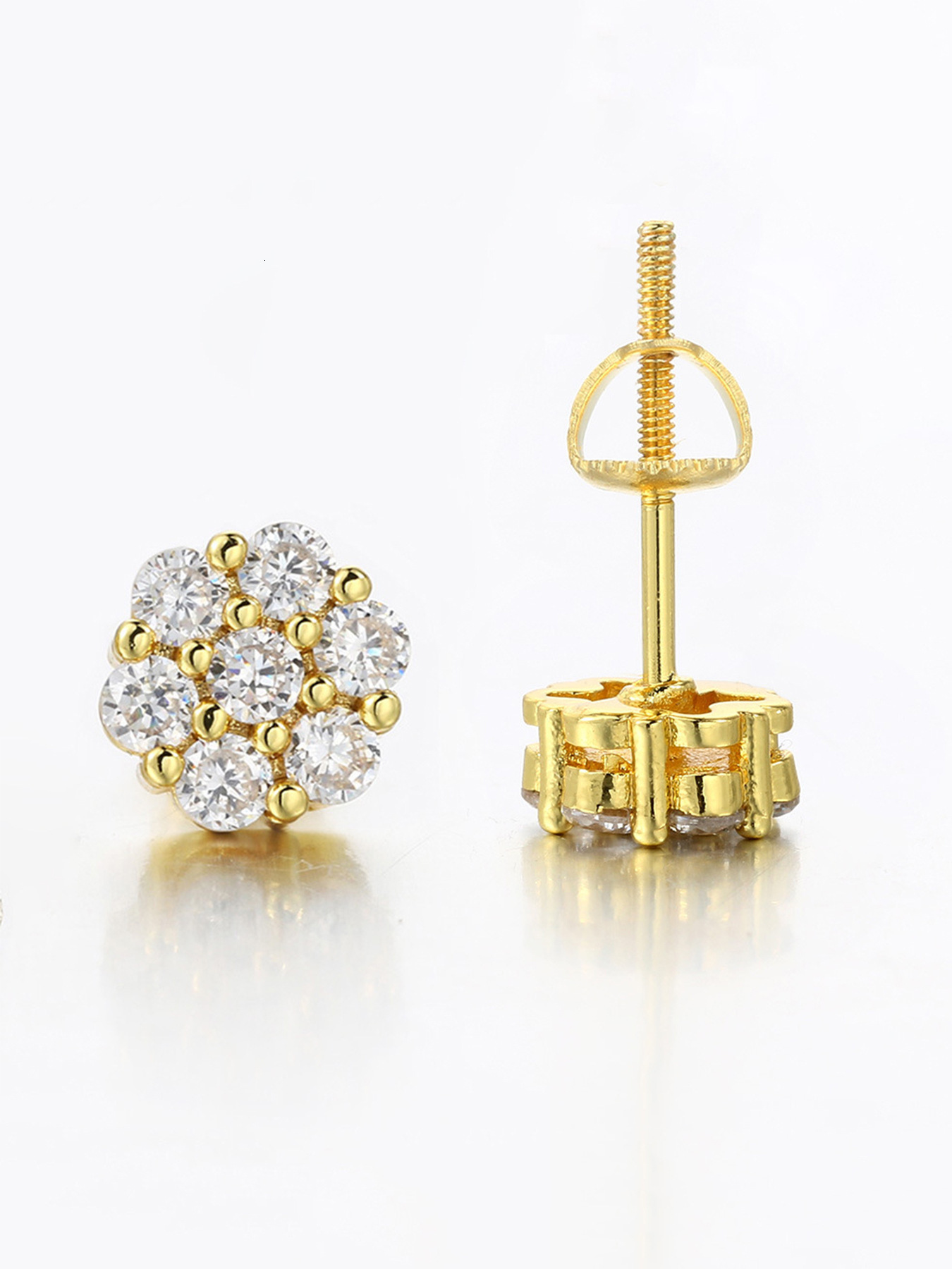 Cross-border New Designer Luxury Free Shipping Flower Threaded Copper Inlaid Zircon Earrings For Women Full Diamond Hip-hop Earrings Summer High-end F