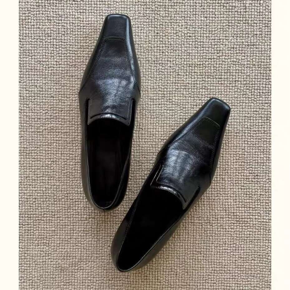 Cowhide Version ~ New Style Square Toe Low Heel Women's Mules Versatile Elegant Leather Designer Shoe Shoes Mary Jane Commuter Flats