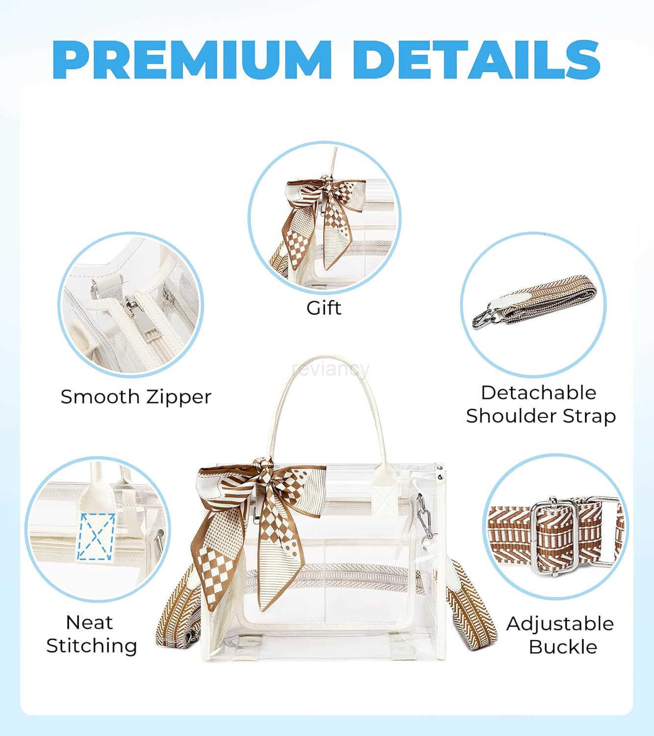 Tote Bag Stadium Events Transparent Clear Purse for Women Thick PVC Shoulder Bag with Guitar Strap for ConcertW250904