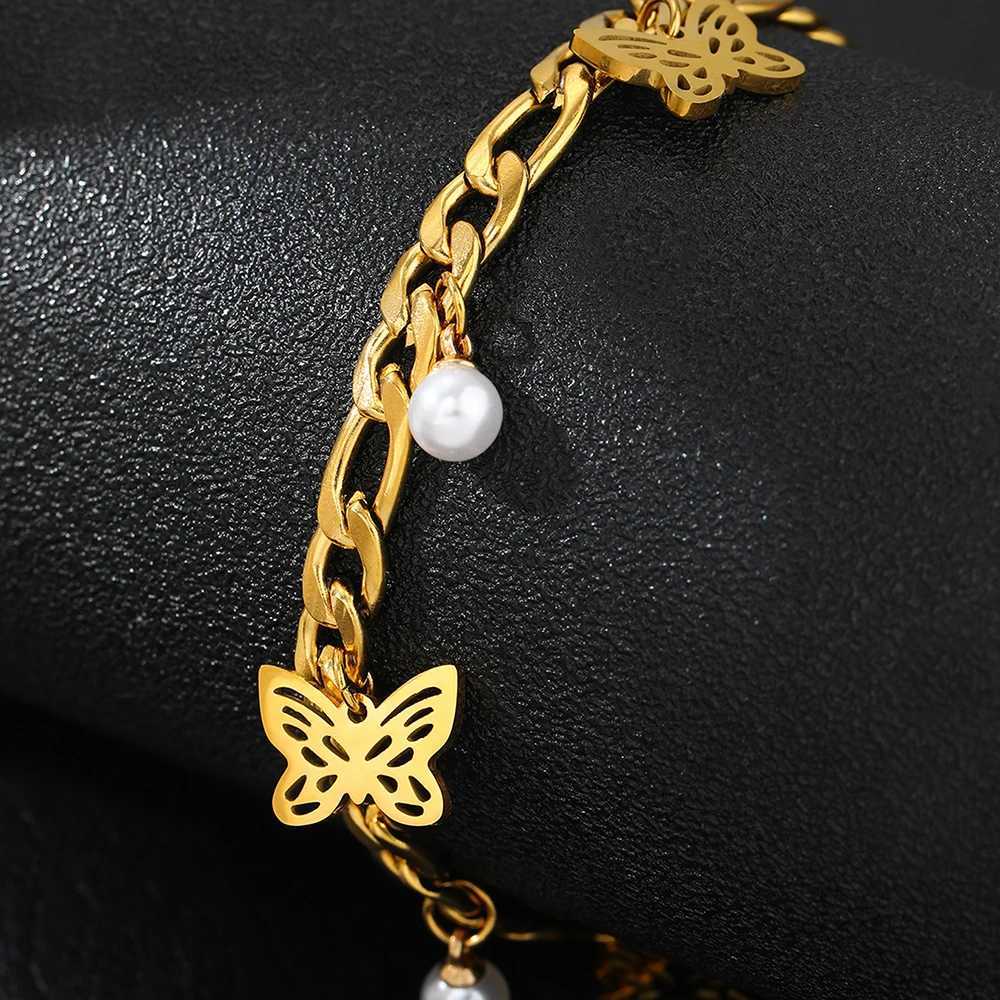 Stainless Steel Bracelet Engraved Charm White Imitation Pearl Design Fashion Bracelet For Women Jewelry Elegant Gifts Y250904