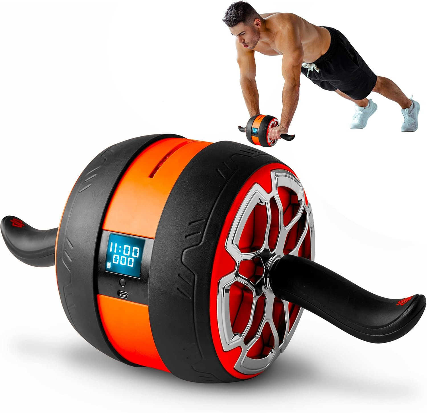 Ab Roller Wheel With Digital Screen Abs Workout Equipment for Abdominal Core Strength Training UltraWide Wheel Exercise Wheels for Home Gym Fitness Eq