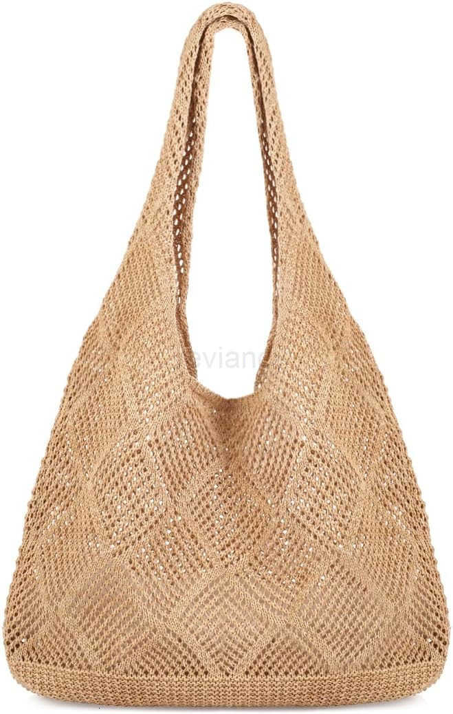 Crochet Beach Tote bag Summer Beach Bag for Women Aesthetic Mesh Tote Bag Hippie Bag Knit BagW250904
