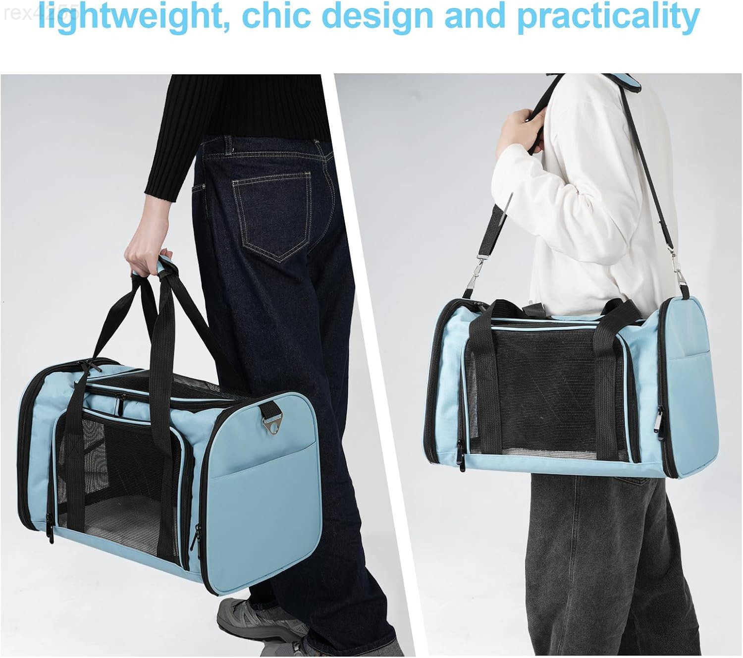 Travel in Style Portable Pet Carrier for Small Pets up to 15 Lbs Airline Approved Collapsible Comfortable catPuppy Soft Sided Bag BlueW250903