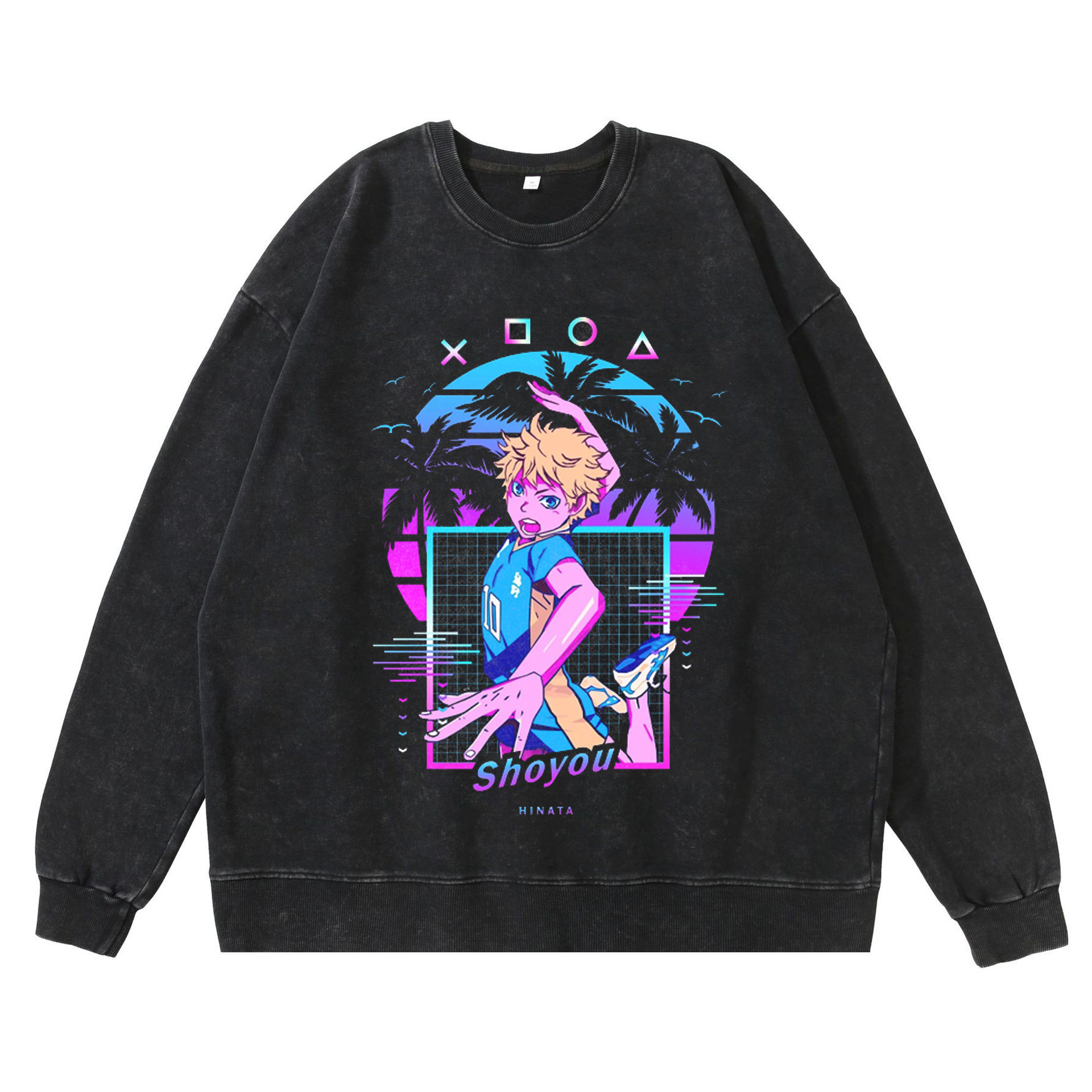 New Washed Vintage Dark-Themed Haikyu!! Cartoon Anime Print Street Retro Hoodie Streetwear Hoodie - TT8090