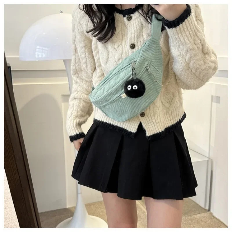 Corduroy Women Waist Bag Canvas Student Shoulder Crossbody Chest Bag Fanny Pack Fashion Phone Banana Female Bum Belt Bags 250903