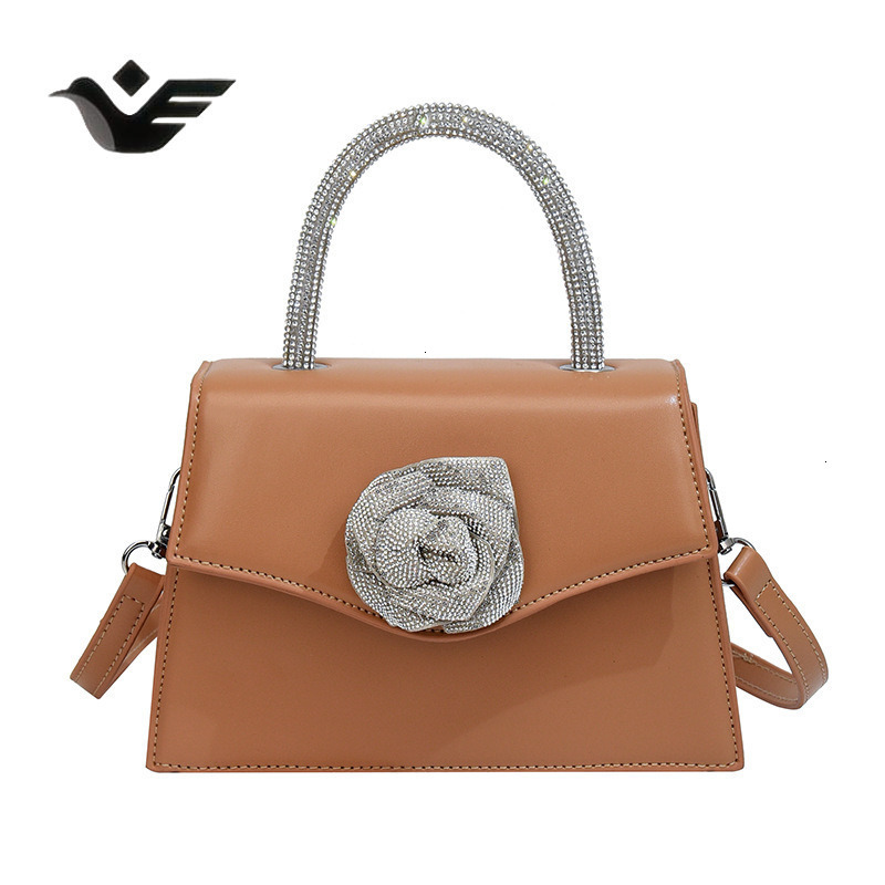 Feiyan Free Shipping New Designer Bag Luxury Shopping Bag High-end Versatile Handbag Silk Shiny Diamond Flower Small Square Bag For Banquets Socialite