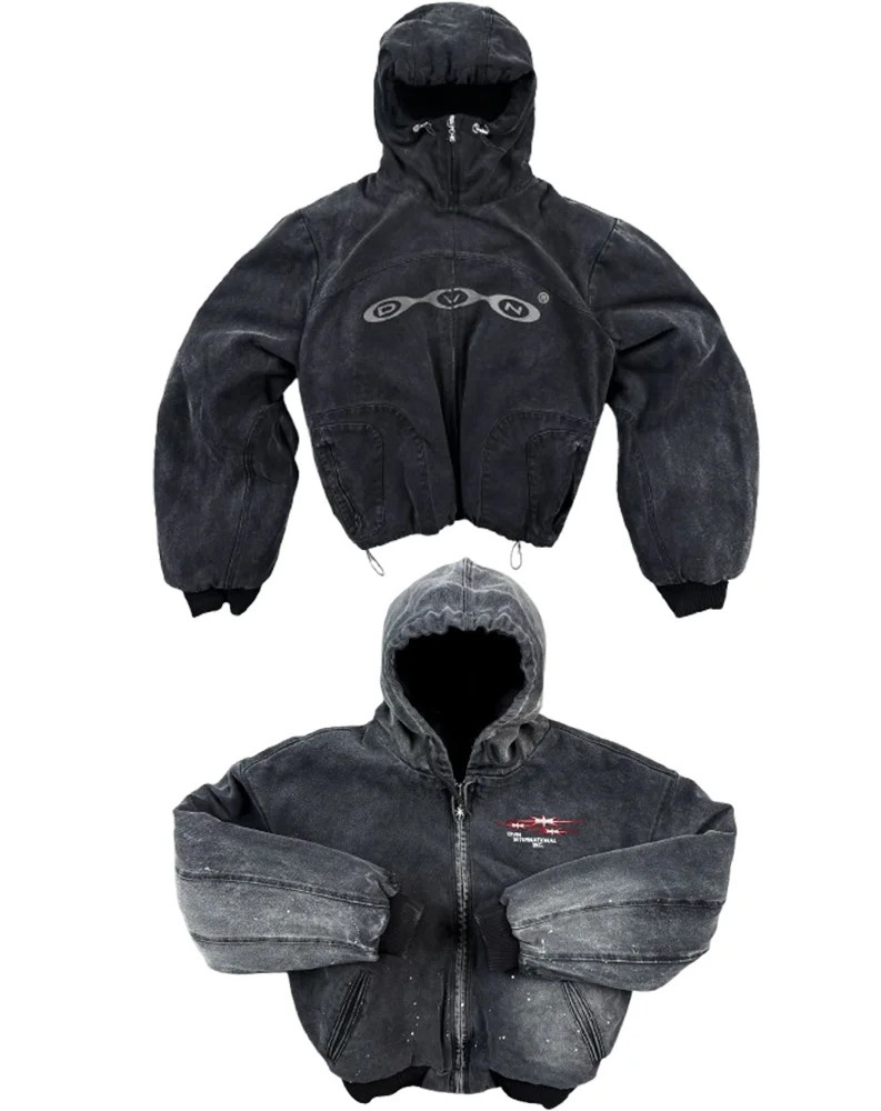 Streetwear Divin Denim Zip Hoodie Y2K Jacket Retro Hip Hop Letter y Oversized Sweatshirt Mens Coats Clothes 250904