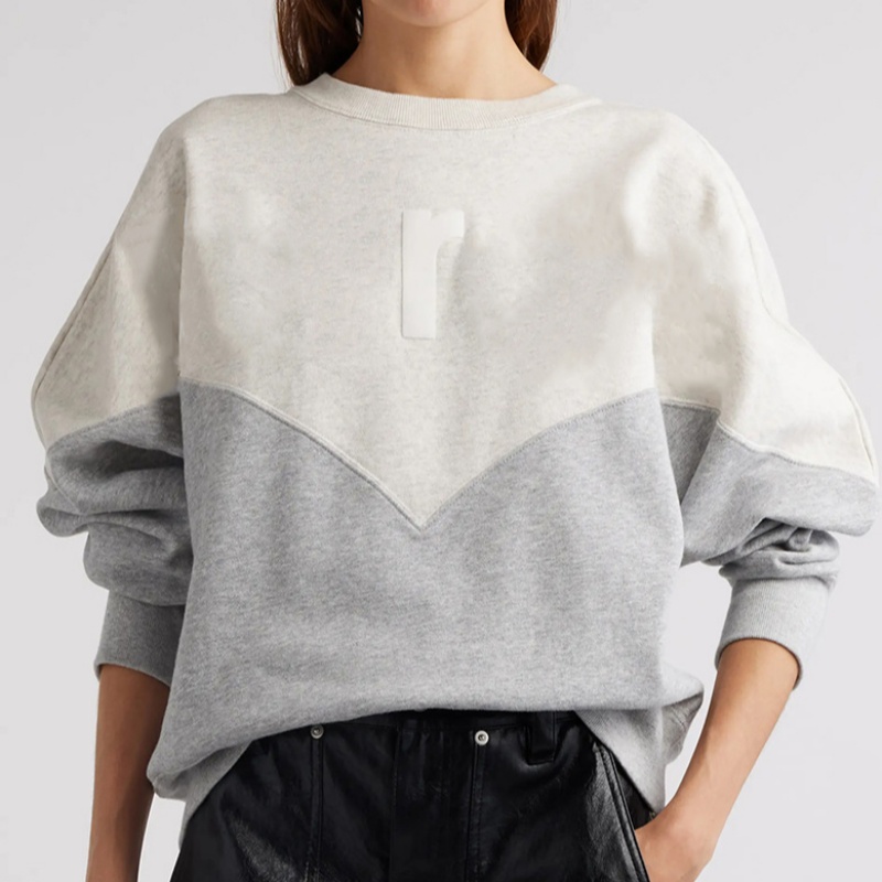 Y406 Designer-style Long-sleeved Graffiti Letter Print Sweatshirt Fashionable Classic Contrast-Color Patchwork Fleece Crewneck Sweatshirt