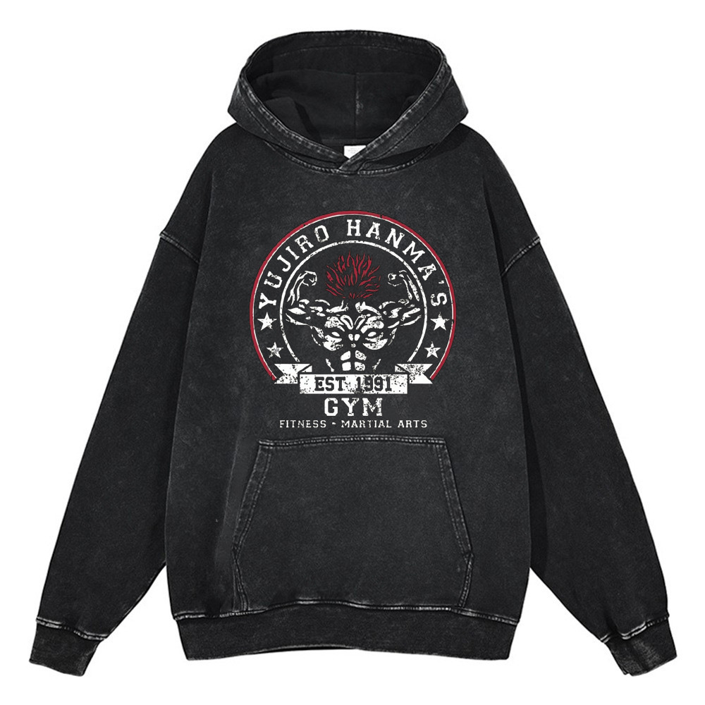 Streetwear-Inspired Baki Hanma Hoodie: Durable 440 Grams Washed Cotton for Authentic Vibe - TT8293