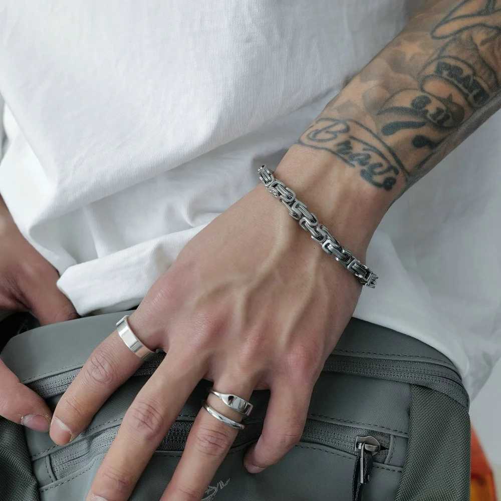 6mm Stainless Steel Emperor Chain Bracelet Simple Silver Color Men Bracelet Hip Hop Fion Jewelry Fion Gifts Accessories Y250904