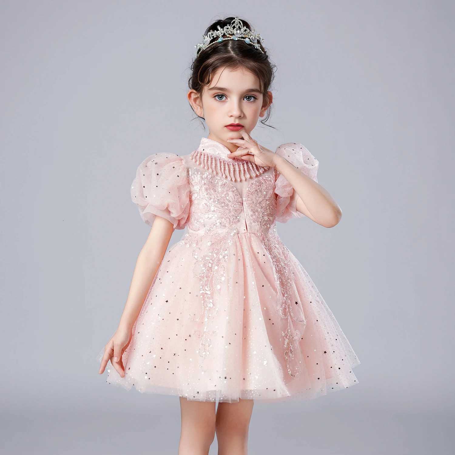 Girl Flower Princess Dress Kids Summer Gown Dresses For 2-10 Years Girls Wedding Birthday Party Clothing Children Pink Costume Z250904