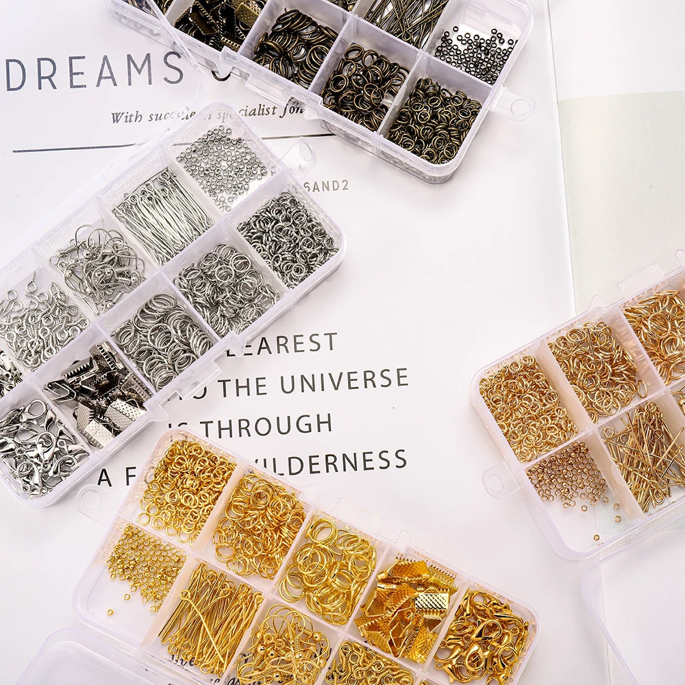 Alloy Accessories Jewelry Findings Set Repair Tools Lobster Clasp Open Jump Rings Earring Hooks for DIY Making Supplies 250828