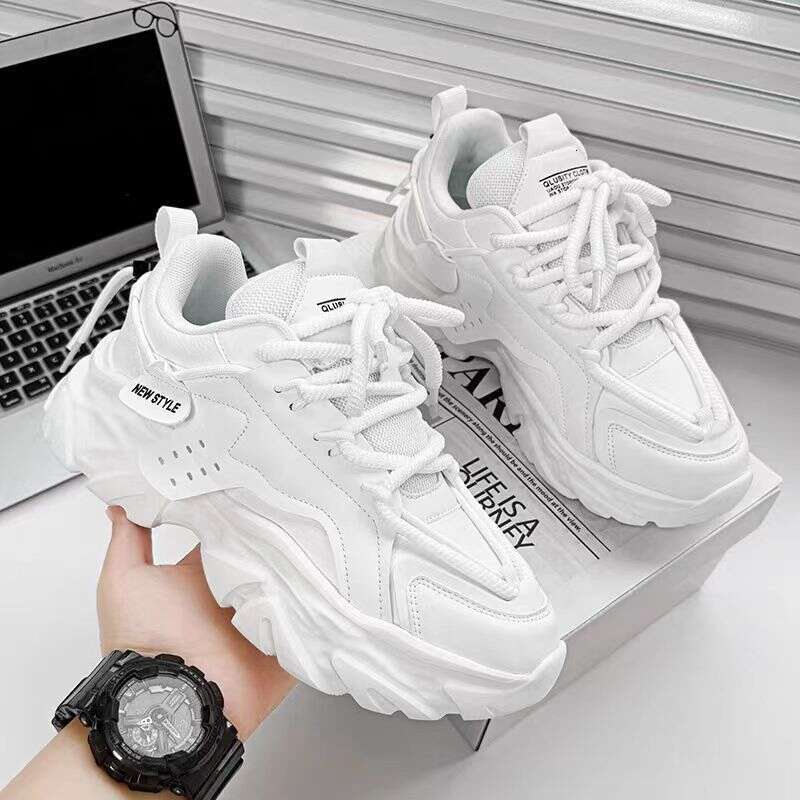 Warrior Men's Shoes Summer Breathable Trendy Brand Versatile Casual Running Sports Thick Sole Inner Black Dad Sneakers