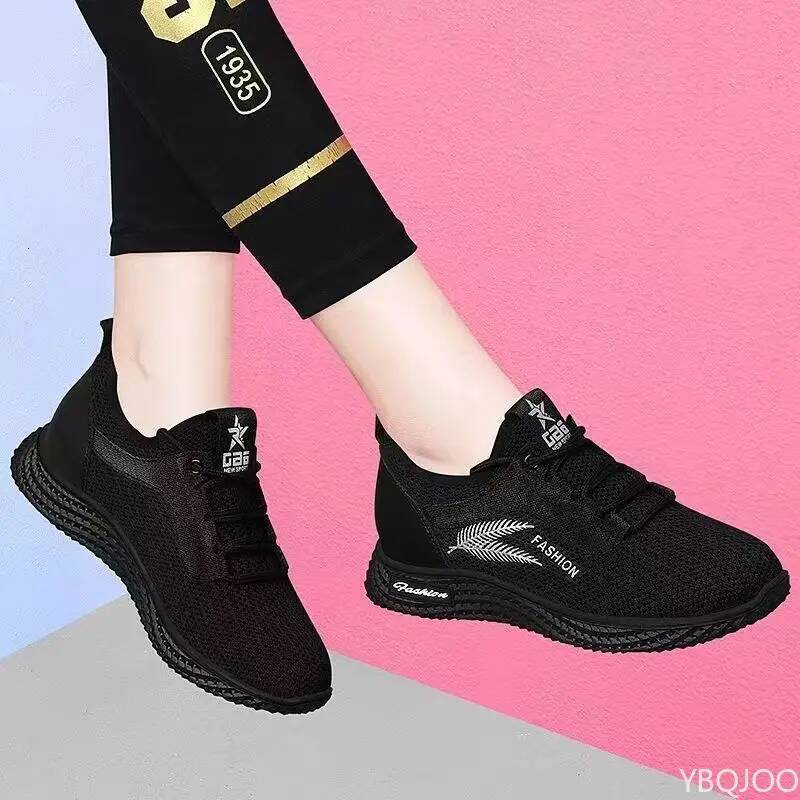 2025 Breathable Shoes Versatile trendy mom Flats Women's Wear resistant Sneakers Soft soled comfort casual ladies shoes Mujer ddmysaturn