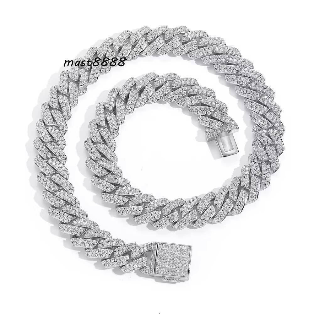 20mm Chunky Miami Cuban Link Chain Hip Hop Brass Iced Out Mens Jewelry with Silver Diamond and Zircon for Weddings Parties