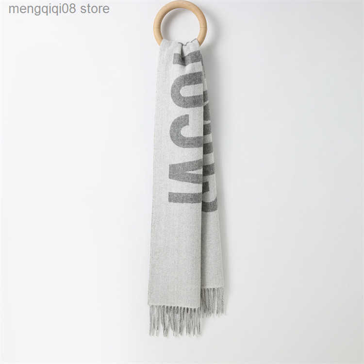 Jmus Scarf 2024 Autumn Winter New Unisex Letter Jacquard Warm Tassel Wool Neck Scarf Shawl L250904 2I2T9