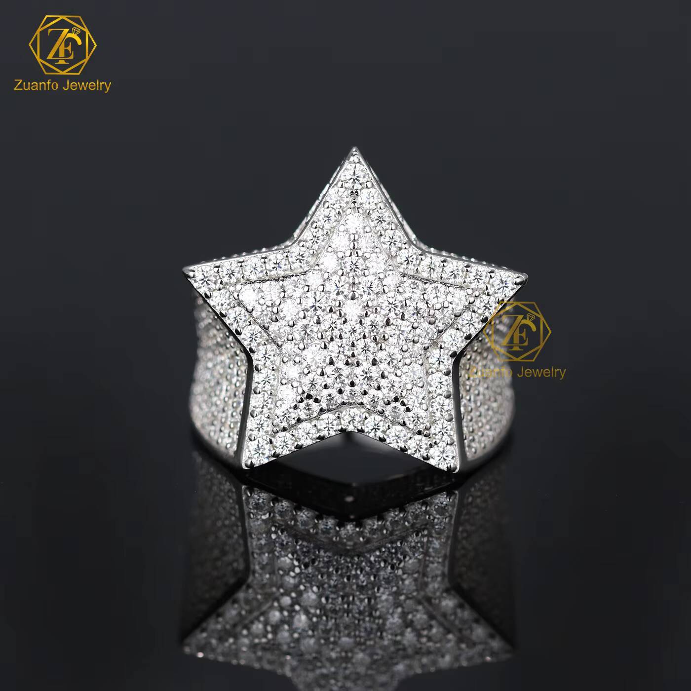 Lab Grown Diamond Style Cuban Link Ring 10K 14K 18K Gold Fashion Jewelry Rings Engagement Wedding Ring for Men