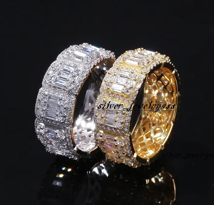 Men Rings Baguette Diamond Band Ring Real VVS Baguette Diamond Wedding Band Iced Out Moissanite Iced Out Diamond Ring