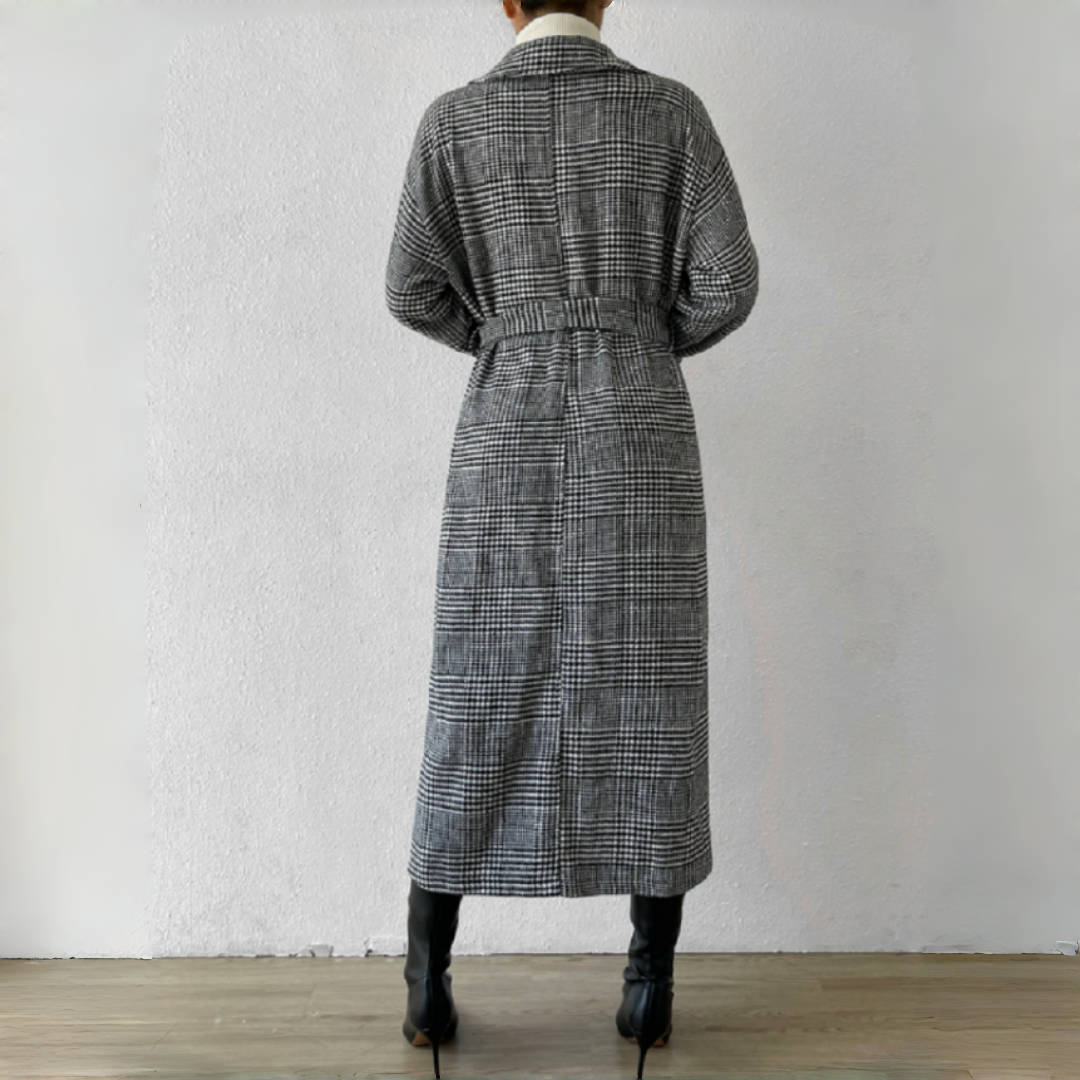 Warm Long Coat Single Breasted With Belt Autumn Winter Thick Overcoat Stripe Office Ladies Work Customized Women Coat