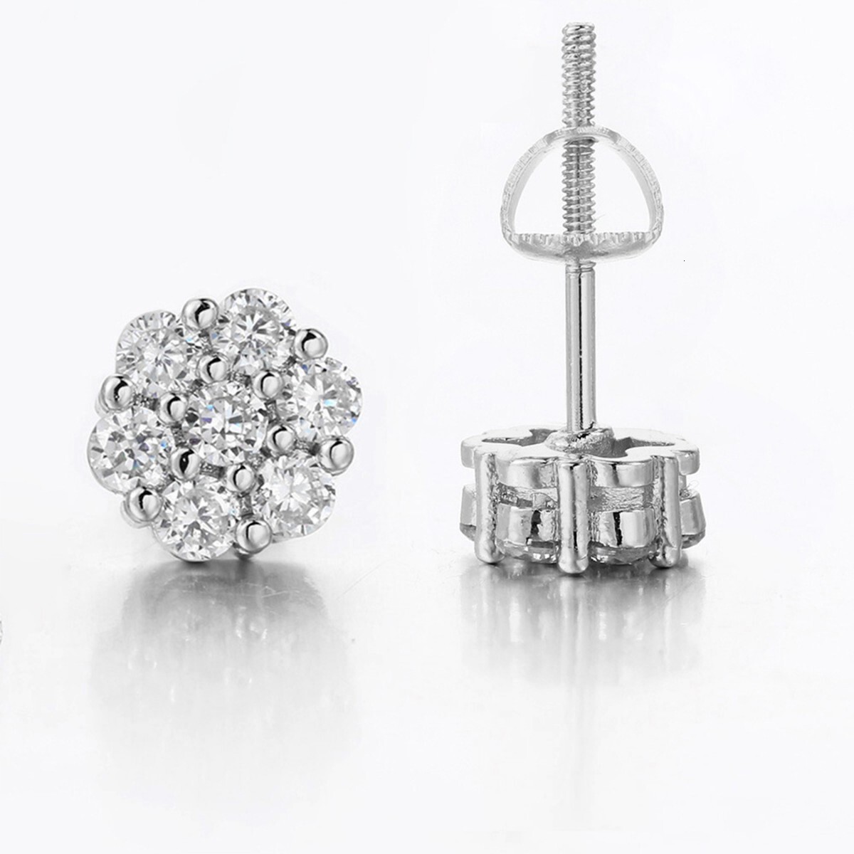 Cross-border New Designer Luxury Free Shipping Flower Threaded Copper Inlaid Zircon Earrings For Women Full Diamond Hip-hop Earrings Summer High-end F