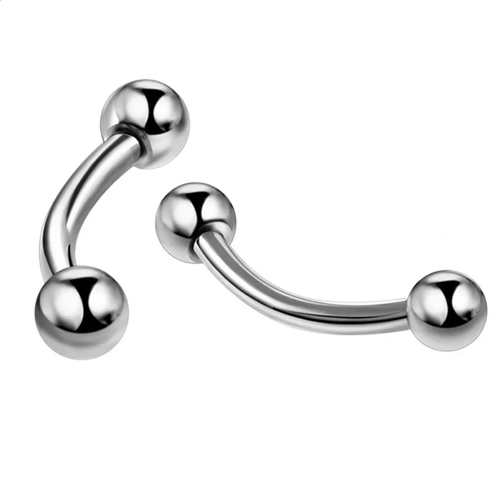 6Pcs Eyebrow Piercing Banana Shape Lip Ring Stainless Steel Curved Barbell Stud Helix Navel Cartilage Earring Body Jewelry 250903